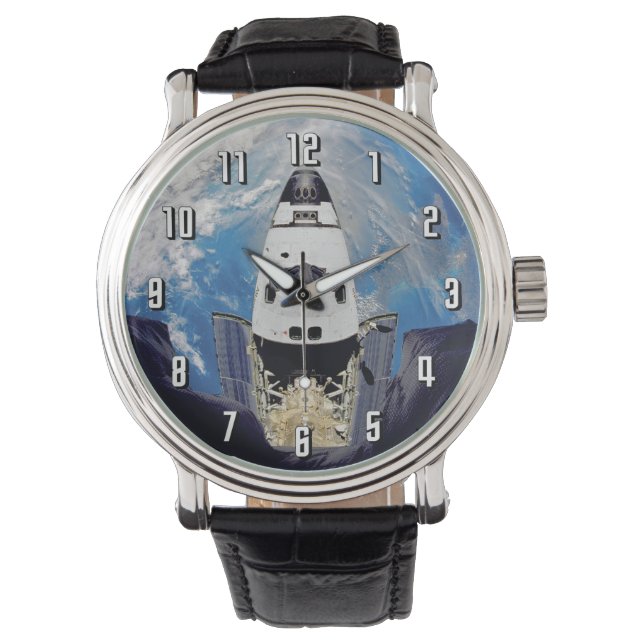 Visoogpunt Ruimte Shuttle Atlantis Aardbaan Horloge (Voorkant)