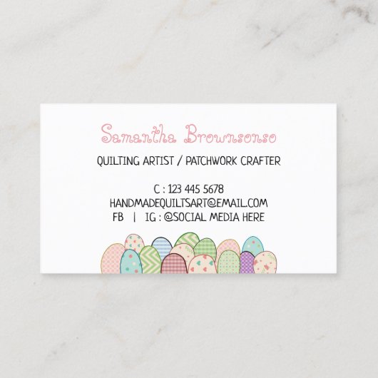 Vispatchwork-kanteling Visitekaartje (Achterkant)