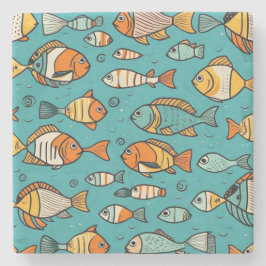 Vispatroon cadeau ideeën stenen onderzetter