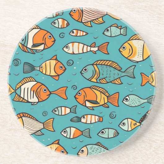 Vispatroon cadeau ideeën zandsteen onderzetter (Voorkant)