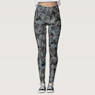 Vispatroon, dubbele kleuren b. Zwart BG Leggings