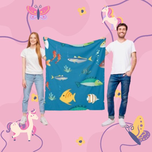 Vispatroon Onderwater Tekening Pike Fleece Deken