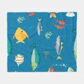 Vispatroon Onderwater Tekening Pike Fleece Deken (Voorkant (Horizontaal))