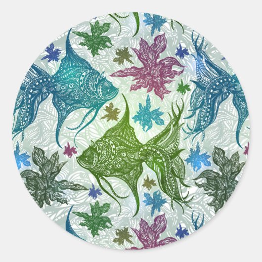  vispatroon ronde sticker (Voorkant)