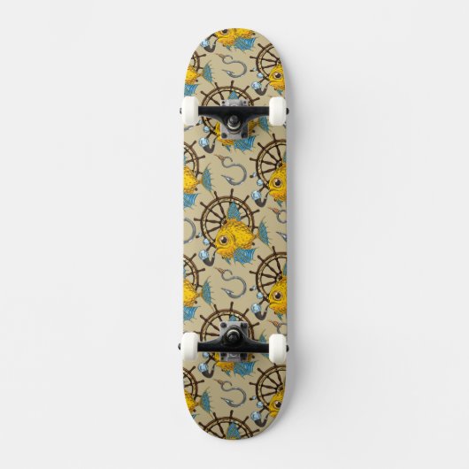 Vispatroon van een zeekapitein persoonlijk skateboard (Voorkant)