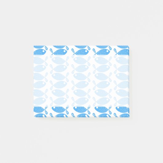Vispatroon, vispatroon, blauwe visserij post-it® notes (Voorkant)