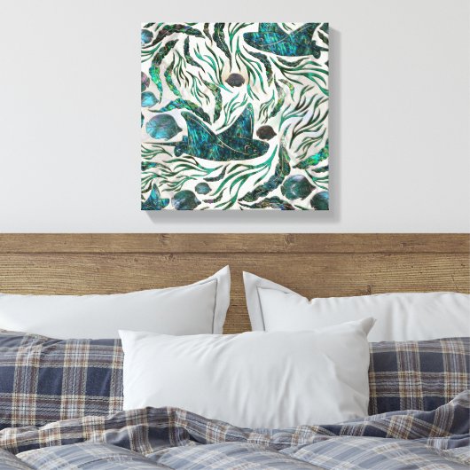 Vispatroon voor gordelrog en tongschenkel Abalone Canvas Afdruk (Insitu (Slaapkamer))