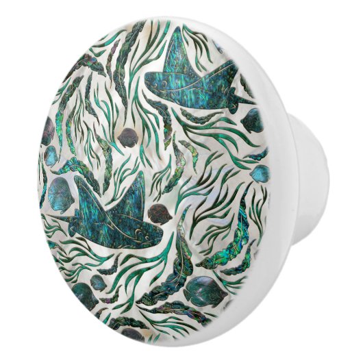 Vispatroon voor gordelrog en tongschenkel Abalone Keramische Knop (Rechts)