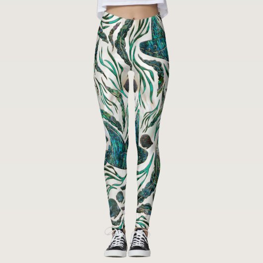 Vispatroon voor gordelrog en tongschenkel Abalone Leggings (Voorkant)