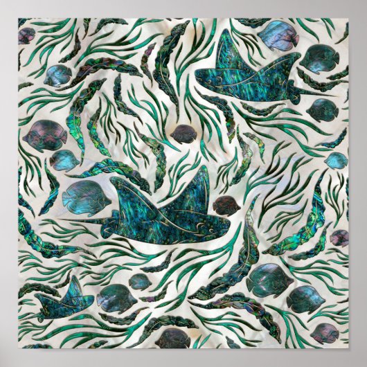 Vispatroon voor gordelrog en tongschenkel Abalone Poster (Voorkant)