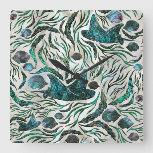 Vispatroon voor gordelrog en tongschenkel Abalone Vierkante Klok (Voorkant)