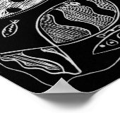 Vispatroon zwart en wit Modern Art Print (Hoek)