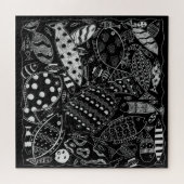 Vispatroon Zwart En Wit Moderne Kunst Legpuzzel (Horizontaal)