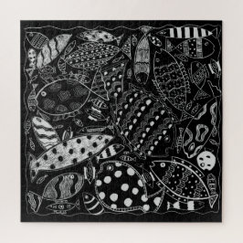 Vispatroon Zwart En Wit Moderne Kunst Legpuzzel