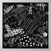 Vispatroon zwart en wit moderne kunstprint poster (Voorkant)