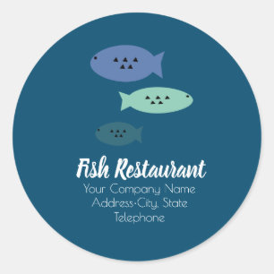 Visrestaurant Winkel Visserij Bedrijfslabel Ronde Sticker