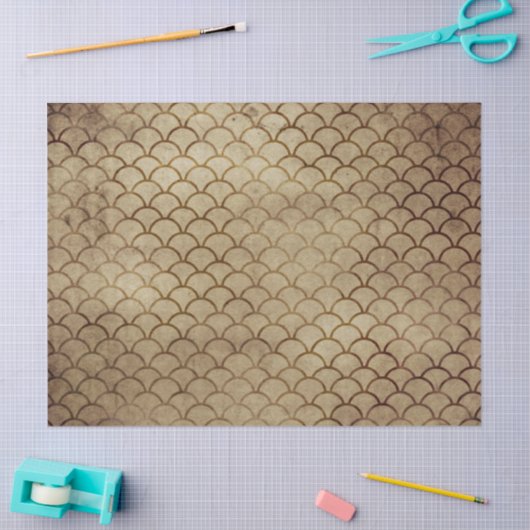 Visschaaltjes op bruine ontkoppeling tissuepapier (Craft)