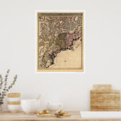 Visscher-kaart 1717 voor Oost-Amerika Poster (Keuken)