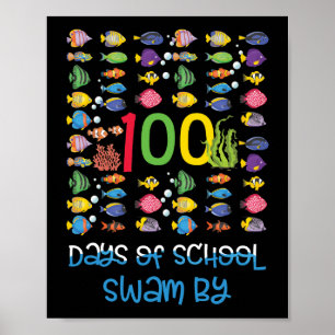 Vissen 100 dagen van Shirt van school Vissers lera Poster