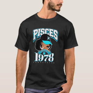 Vissen 1978 Afro Koningin Sterrenbeeld Verjaardag  T-shirt