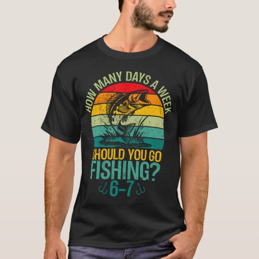 Vissen 6 dagen per week t-shirt (Voorkant)