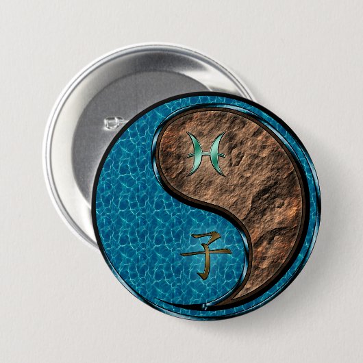 Vissen & Aardrat Ronde Button 7,6 Cm (Voorkant /achterkant)