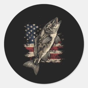 Vissen Amerikaanse Vlag B Vis Mannen Vrouwen Visse Ronde Sticker