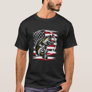 Vissen Amerikaanse Vlag Grappige Bass Visser Visse T-shirt