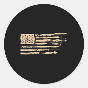 Vissen Amerikaanse Vlag Usa Vintage Vissen Visser Ronde Sticker