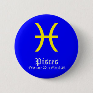 VISSEN ASTROLOGISCH TEKEN, SYMBOOL ZODIAC RONDE BUTTON 5,7 CM