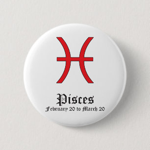 VISSEN ASTROLOGISCH TEKEN, SYMBOOL ZODIAC RONDE BUTTON 5,7 CM