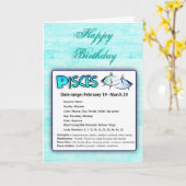 Vissen Astrologische Horoscoop Dierenriem Verjaard Kaart (Gele Bloem)