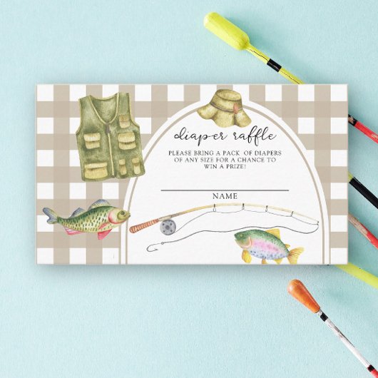 Vissen baby shower - Luierverloting ticket Informatiekaartje