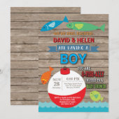 Vissen Baby shower Uitnodiging Jongen Vis (Voorkant / Achterkant)