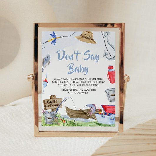 Vissen Baby shower zeg geen Baby Poster