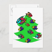 vissen bij Kerstboom Feestdagenkaart (Voorkant / Achterkant)