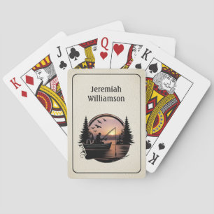 Vissen bij zonsondergang outdoor scene Personalise Pokerkaarten