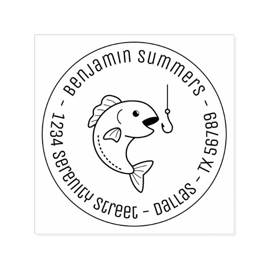Vissen bijten Vist Hook Round Address Zelfinktende Stempel (Design)