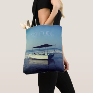 Vissen Boat bij Beach met jouw tekst uit Tote Bag