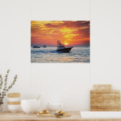 Vissen Boat, bij Key West, Florida, Sunset Poster (Keuken)