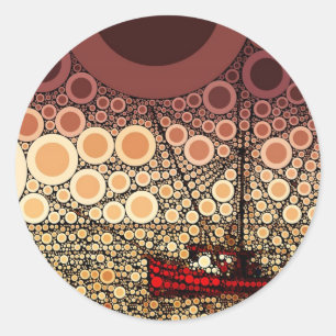 Vissen Boat Mosaic Ronde Sticker