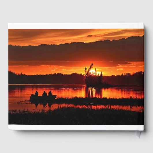 Vissen Boat op het meer van Memorial Gastenboek (Achterkant)