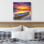 Vissen Boat op zonsopgang | Jubakar Beach Canvas Afdruk (Insitu (Slaapkamer))