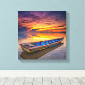 Vissen Boat op zonsopgang | Jubakar Beach Canvas Afdruk (Insitu (Houten vloer))