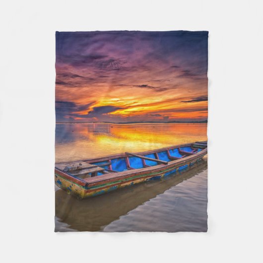 Vissen Boat op zonsopgang | Jubakar Beach Fleece Deken (Voorkant)