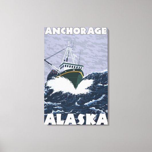 Vissen Boat Scene - Anchorage, Alaska Canvas Afdruk (Voorkant)