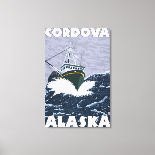 Vissen Boat Scene - Cordova, Alaska Canvas Afdruk (Voorkant)