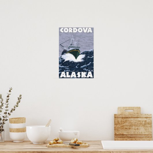 Vissen Boat Scene - Cordova, Alaska Poster (Keuken)