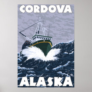 Vissen Boat Scene - Cordova, Alaska Poster