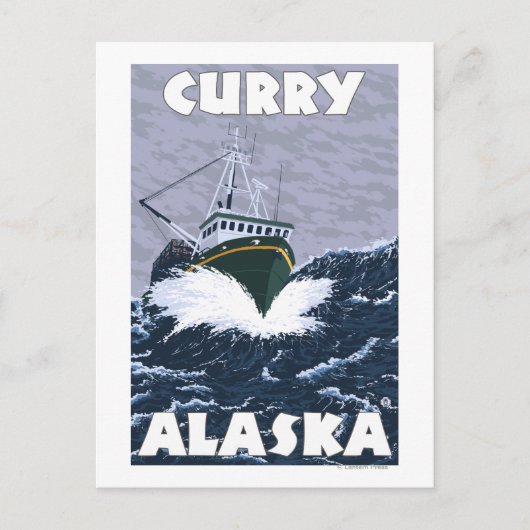 Vissen Boat Scene - Curry, Alaska Briefkaart (Voorkant)